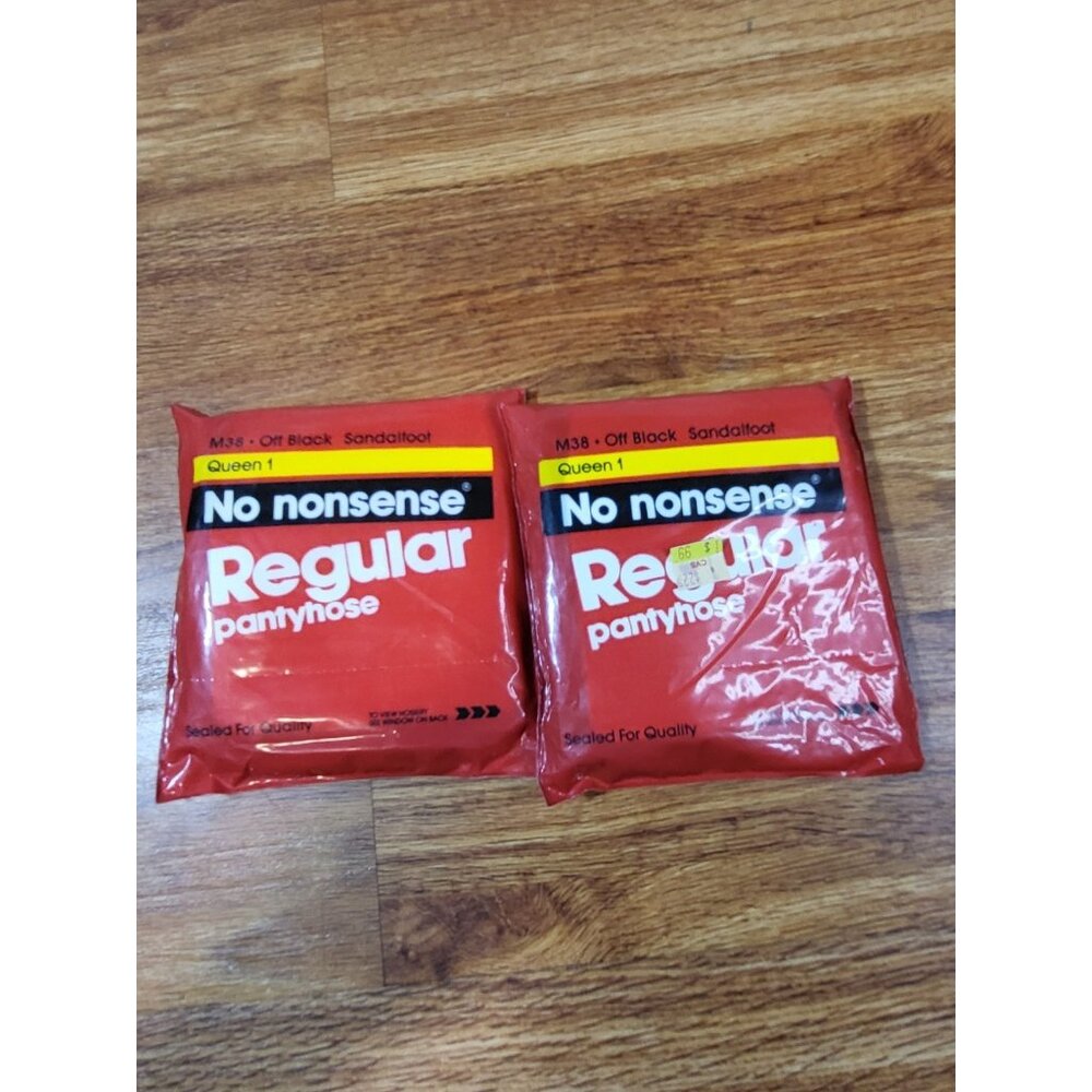Lot Of 2 No Nonsense Regular Pantyhose Queen Size 1X Off Black Sandalfoot‎ New